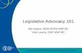 Legislative Advocacy 101 · 2017. 2. 1. · Legislative Advocacy 101 Ally Kayton, MSN APRN NNP- BC Vicki Leamy, DNP NNP-BC. Presented by the NANN Health Policy & Advocacy Committee