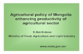 Agricultural policy of Mongolia enhancing productivity of ......the Food and Agriculture Sector • The Sector accounts for more than 20 per cent of the Gross Domestic Product (GDP)