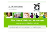 The Save Childhood Movementvaluesalliance.net/.../2013/05/WendyEllyat_UKVA_PRESENTATION_1.… · THE SAVE CHILDHOOD MOVEMENT 'Exploring the psychological, social and neuro-scientific
