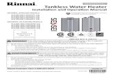 Tankless Water Heater · 2020. 8. 13. · Rinnai Tankless Water Heater Installation and Operation Manual U334 • Do not store or use gasoline or other flammable vapors and liquids