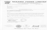 OCEANIG FOODS LIMITED · OCEANIG FOODS LIMITED Opp. Brooke Bond Factory (Hindustan Unilever Ltd.), Pandit Nehru Marg, JAMNAGAR - 361 002, GUJARAI, tNDlA. Phone : +91 " 288 .2751355,