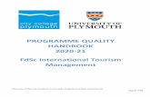 PROGRAMME QUALITY HANDBOOK 2020-21 FdSc International ... · FdSc International Tourism Management Part Time 2020/21 ... General Business & Management essays, presentations and seminar