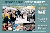 SPONSORSHIP OPPORTUNITIES - Bay Area Book Festival · Many ways to reach your target audiences Sponsor@BayBookFest.org | BayBookFest.org Reach 25,000 Festival Goers WOMEN > 75% of