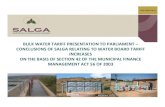 BULK WATER TARIFF PRESENTATION TO PARLIAMENT ·  bulk water tariff presentation to parliament – conclusions of salga relating to water board tariff increases. on