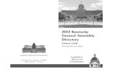 2012 Kentucky General Assembly Directory Directory 2… · North Am International Livestock Expo, Exec Committee. Am Jersey Cattle Assoc, Natl Bd. Pennyrile ADD, District Bd. Christian