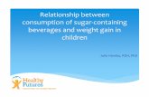 Relationship between consumption of sugar containing ......Background on SSB Associated with obesity in adults and children, but unclear in younger children Mechanism unclear Increased