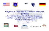 Objective Individual Combat Weapon (OICW)OICW Program Schedule DEVELOPMENT Technology Support Manufacturing TEST & ASSESSMENTS MILESTONES PRODUCTION & FIELDING ... Production Weapon