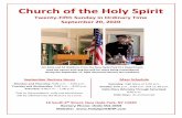 Church of the Holy Spirit · Confession will resume on Saturday, September 26 from 3:45 to 4:45 p.m. The confessional has been renovated to ensure the safety of penitents and priests.