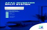 APAC INVERTER SPLIT SYSTEM · 2019. 6. 28. · The Apac Hi-Wall Inverter Split System technology quietly maintains steady, stable comfort control. The on-board control system continuously