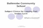 Ballinrobe Community School · Career Guidance Counsellor 1 Ballinrobe Community School Subject Choice for Leaving Cert ... Global Business, Hotel Management, Teacher, Publishing,