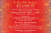Holiday Event€¦ · $10/BOTOX Unit $50 Off JUVEDERM Ultra Plus $50 Pre Party Illuminize Brightening Peel (Zero Downtime) Latisse Voucher (free 3ml bottle with purchase of 5ml) Cash
