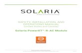 SAFETY, INSTALLATION, AND OPERATIONS MANUAL · Safety, Installation, and Operations Manual Solaria Corporation All rights reserved. Contents subect to change without notice 8-26-19