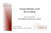 #AKSHRM14! #SoMeRecrui1ng! @leadingsolu1on! Social’Media ...alaska.shrm.org/sites/alaska.shrm.org/files/_Social... · Session’Agenda’ • Social!Media101! •Twier! •!!LinkedIn!