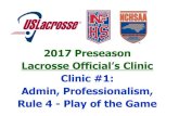 Lacrosse Official’s Clinic 1 2017 - Admin...(Beloved, Esteemed, Never Cranky, Always Cheerful on Rainy Days) Assignor •NCHSAA Registration – Required for public & private HS
