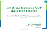 Practical Issues in GST including returns · 2018. 12. 27. · Practical Issues in GST including returns On 23-09-2017 at VVN College organized by KSCAA-BY CA B D Chandrashekar &