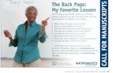 The Back Page: My Favorite Lesson...The Back Page: My Favorite Lesson Subject: Share a favorite lesson that works well with students and that other teachers might adapt for their own