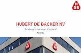 HUBERT DE BACKER NV€¦ · •Family company, founded in 1932 by Hubert De Backer •Third generation: Stijn De Backer as GM •Global reference in injection moulding of plastic