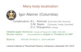 Igor Aleiner (Columbia) · Igor Aleiner (Columbia) Collaborators: B.L. Altshuler (Columbia, NEC America)D.M. Basko (Columbia, Trieste, Grenoble)G.V. Shlyapnikov Many body localization