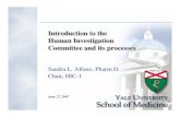 Introduction to the Human Investigation Committee and its ...€¦ · Introduction to the Human Investigation Committee and its processes Sandra L. Alfano, Pharm.D. Chair, HIC-1.