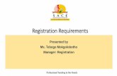 Presented by Ms. Tebogo Mokgolobotho Manager: Registration€¦ · •Employers encouraged to verify All SACE registration documents via email: info@sace.org.za Attach a copy of the