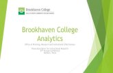 Brookhaven College Analytics - texas-air.org · certified data. The Data Cross-Walk. System Components Microsoft SQL Server 2012 R2 Web Server (IIS) 2012 R2 ASP.NET Programmer
