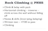 Rock Climbing 101 - Plainfield North High Schoolpnhs.psd202.org/documents/aviece/1507305306.pdfRock Climbing @ PNHS Climb & belay with pack Horizontal climbing –traverse – climb