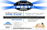 Teacher Job Fair Flyer - Orange Board of Education...JOB 9:00 a.m. - 1:00 p.m. On the spot recommendations for hire! WHERE Art Teacher Orange Board of Education Administrative Office