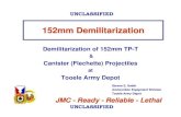 Demilitarization of 152mm TP-T Canister (Flechette ...€¦ · UNCLASSIFIED UNCLASSIFIED Demil Scope 9Two Basic Types of Projectiles ¾M411 Series TP-T ¾M625 Series Canister (flechette)