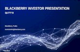 BLACKBERRY INVESTOR PRESENTATIONSMARTPHONES TO 100’s OF MILLIONS OF THINGS ... Crypto Toolkit Tracking SAST SCMS Endpoint Management Connectivity Shared Directory BLACKBERRY SPARK