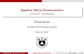 Applied Micro-Econometrics · Applied Micro-Econometrics Lecture 0: Introduction Zhaopeng Qu Business School,Nanjing University Sep.17,2019 Zhaopeng Qu (Nanjing University) Applied