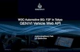 W3C Automotive BG: F2F in Tokyo GENIVI Vehicle Web API€¦ · Script files are provided $ ./script/build-all.sh Run Need to execute 3 Apps separately $ ./bin/VehicleNetworkAdapter