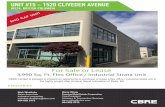 UNIT #15 - 1520 CLIVEDEN AVENUE€¦ · UNIT #15 - 1520 CLIVEDEN AVENUE DELTA, BRITISH COLUMBIA For Sale or Lease 3,990 Sq. Ft. Flex Office / Industrial Strata Unit CBRE Limited is
