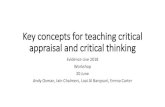 Key concepts for teaching critical appraisal and critical thinking...Key concepts for teaching critical appraisal and critical thinking Evidence Live 2018 Workshop 20 June Andy Oxman,
