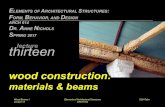 ELEMENTS OF ARCHITECTURAL STRUCTURESfaculty.arch.tamu.edu/.../4211/lect13_1MsXrJE.pdf · Wood Beams 2 S2017abn Lecture 13 Elements of Architectural Structures ARCH 614 Wood Beam Design
