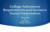 College Admissions Requirements and Naviance Parent ... Parent Naviance Night.… · Kristin Vernon. Agenda Admissions requirements for California public universities (A-G) ... •