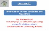 Introduction to Data Structures and Algorithms Mr ...€¦ · 1.1 Introduction to the Course In this course, we will look at: –Algorithmsfor solving problems efficiently –Data