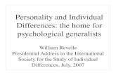 Personality and Individual Differences: the home for ...personality-project.org/revelle/publications/revelle.issid.07.pdf · – Personality dimension of relevance was impulsivity