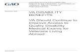 GAO-20-620, VA Disability Benefits: VA Should Continue to ... · VA DISABILITY BENEFITS . VA Should Continue to Improve Access to Quality Disability Medical Exams for Veterans Living