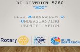 RI District 5280 Club MOU Certification · A. Upon successful completion of the qualification requirements, the club will be qualified for ONE Rotary year B. To maintain qualified
