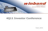 4Q11 Investor Conference · 2018. 6. 8. · 35,356 1.00 0.65 7 59 61 (24) (4) (6) 1 (4) (1,200) (1,618) (3,879) 100 (1,347) Note: All financial figures are unconsolidated. 4Q11 Statement