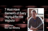 7 Must-Have Elements of Every Highly Effective Website · 2018. 3. 7. · • Website, ads, referrals, networking, media Know mentions • Message, blog content, social media, podcast,