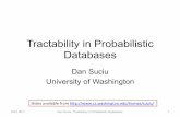 Tractability in Probabilistic Databases · This Talk: Query Evaluation • I will describe recent progress: tractable queries • I will discuss where we are stuck: intractable queries