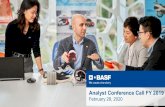 Analyst Conference Call FY 2019 - BASF 2 February 28, 2020 | BASF Analyst Conference Call FY 2019 Cautionary