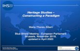 Heritage Studies - Constructing a Paradigm · 1 Prof. Dr. Marie-Theres Albert Director Institute Heritage Studies Heritage Studies – Constructing a Paradigm Blue Shield Meeting