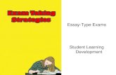 Essay-Type Exams Student Learning Development · 2018. 11. 22. · Essay-Type Exams Student Learning Development . How to Do Well . Answer the Question •Demonstrating that you understand