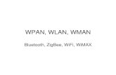 WPAN, WLAN, WMANalfuqaha/fall13/cs6570/... · Wireless local area network (WLAN) Wireless metroplitan area network (WMAN) IEEE standard IEEE 802.15.1 IEEE 802.15.4 IEEE 802.11 IEEE