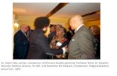Dr. Gayle Tate, center, chairperson of Africana Studies ...Dr. Gayle Tate, center, chairperson of Africana Studies greeting Professor West. Dr. Stephen Bronner, Political Science,