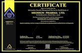 CERTIFICATE - Medison · CERTIFICATE This is to certify that the Information Security Management Service for Health Sectorof MEDISON PHARMA LTD. 10, Hashiloach St.,Petach Tikva,Israel