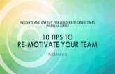 INSIGHTS & ENERGY · 9/10/2020  · LinkedIn article) How leaders can engage employees during a return to work; McKinsey Simplest actions with highest boost on motivation (video)