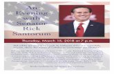 Santorum - Our Lady of Hope Catholic Church · Rick Santorum Thursday, March 15, 2018 at 7 p.m. Rick will be speaking at his parish, St. Catherine of Siena in Great Falls, Virginia,